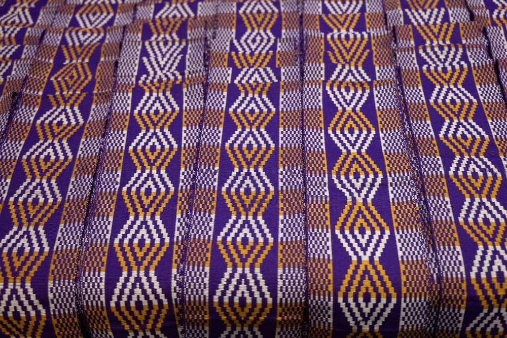 Purple and orange patterned fabric